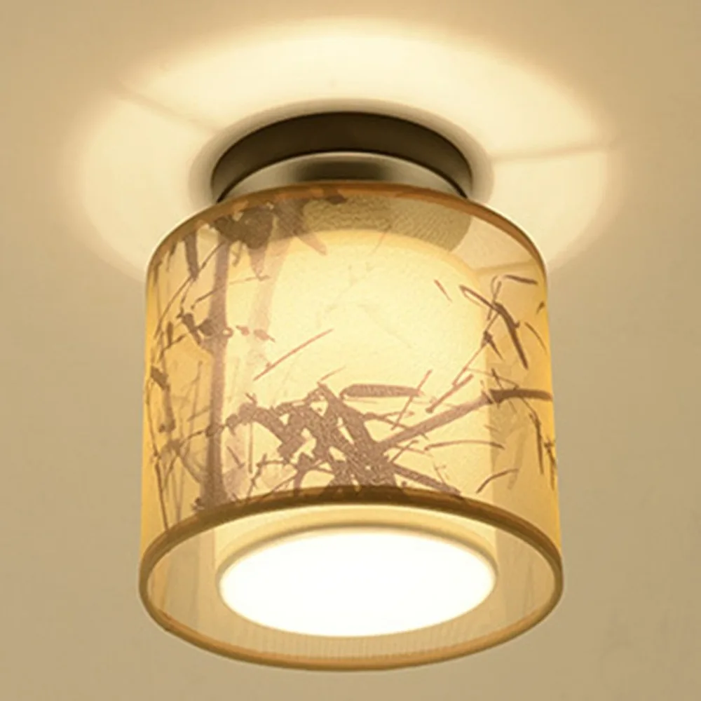 Традиционный китайский светодиодный потолочный светильник, лампа для прихожей, спальни, гостиной, отеля, декоративный светильник, s тканевый абажур, потолочный светильник