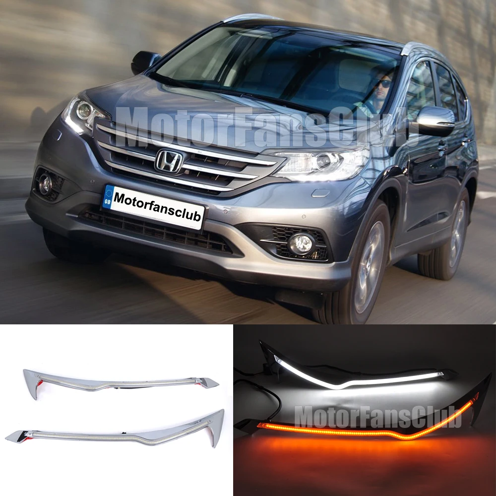 

LED Head Light Eyebrows Trim Lamp Bezel Cover Headlight DRL For Honda CR-V 2012 2013 2014 With Turn Signal