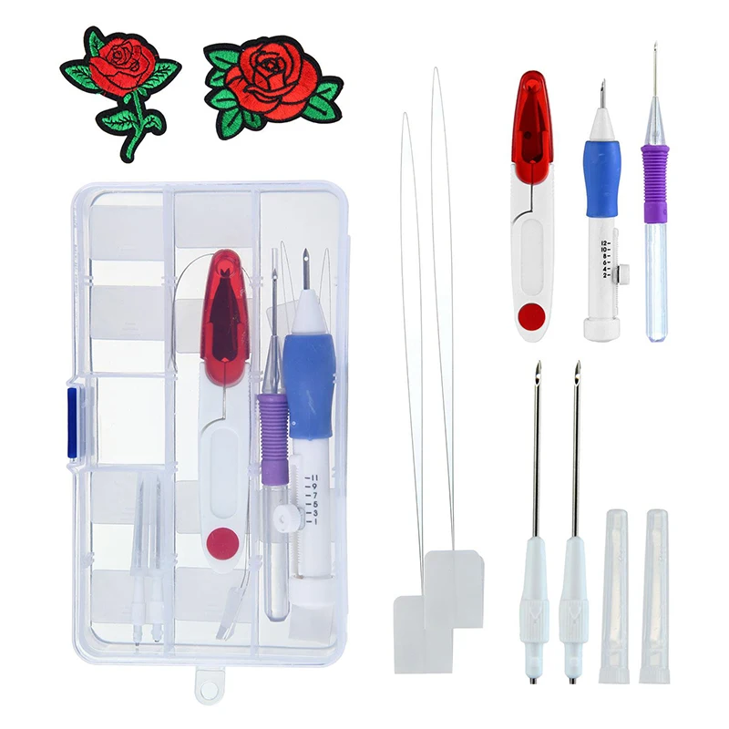

1 Set Embroidery Pen Punch Needles Sewing Craft Knitting Thread Tools Kit W/ Box