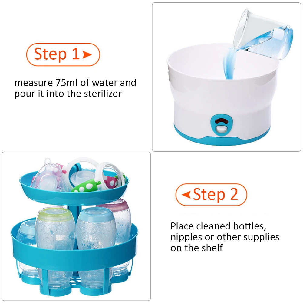 2 слоя стерилизатор для детских бутылок без химической паровой бутылочки для кормления стерилизация сухое устройство портативный детский дезинфицирующий инструмент для здоровья