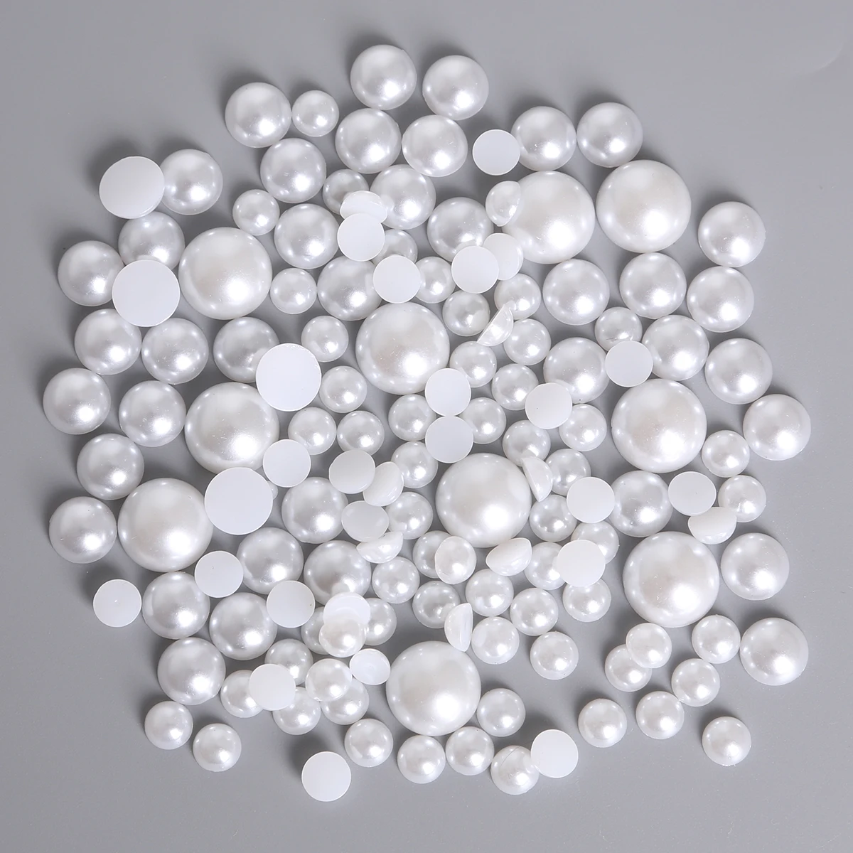50 Pure White Half Pearl Bead 18mm Flat Back Scrapbook Craft Flatback Beads