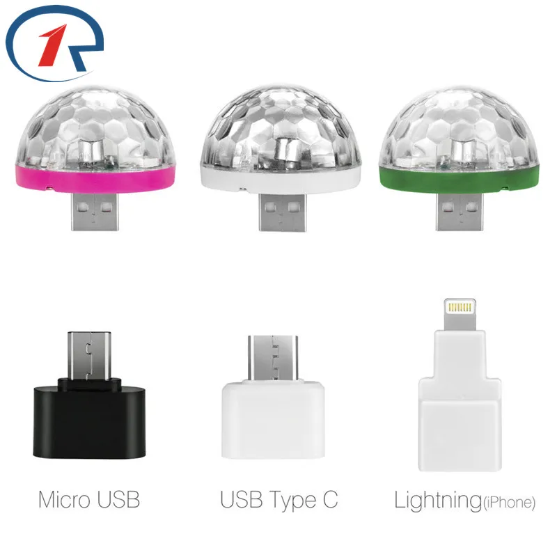 ZjRight USB мини многоцветные светодиодные фонари микрофон банк питания компьютер мобильный телефон Звук управление Музыка волшебный шар неоновое освещение