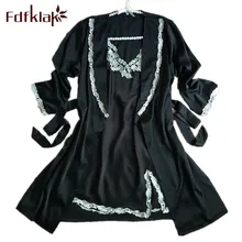 Fdfklak Для женщин пикантные Кружево шелк Народный китайский халат платье Набор сна+ халат из двух предметов 3 цвета халат пижамы ночное белье Комплект q754