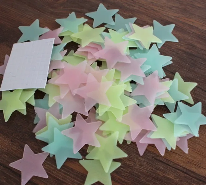 

100 Pcs Wall Stickers GLUE Home Deco Baby Kids Gift Nursery Room Glow In The Dark Star Sticker Decal ETH024P
