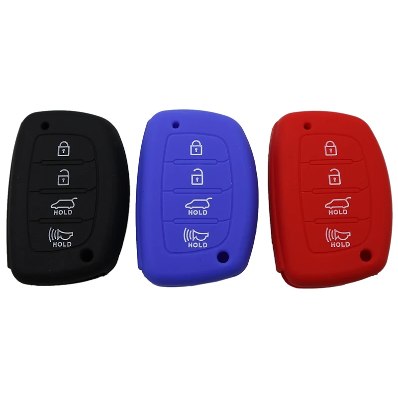 

4 Buttons silicone car key cover key FOB case fit for Hyundai Elantra Sonata Tucson i40 2014 2015 2016 2017 2018