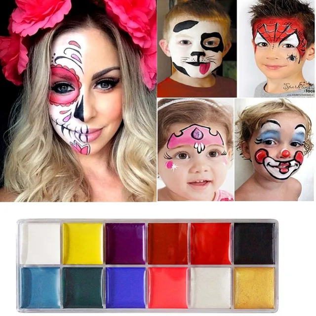 12 colors tattoo face body paint oil painting halloween makeup