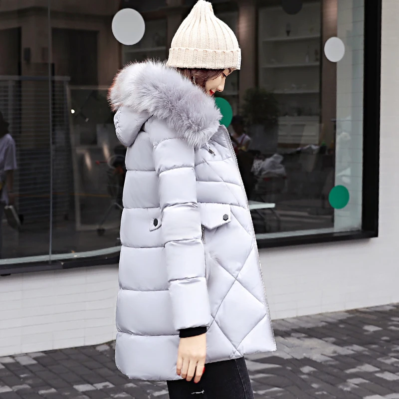 2018 warm thicken big fur collar women winter jacket long with hood outerwear for women coat high quality womens parka long