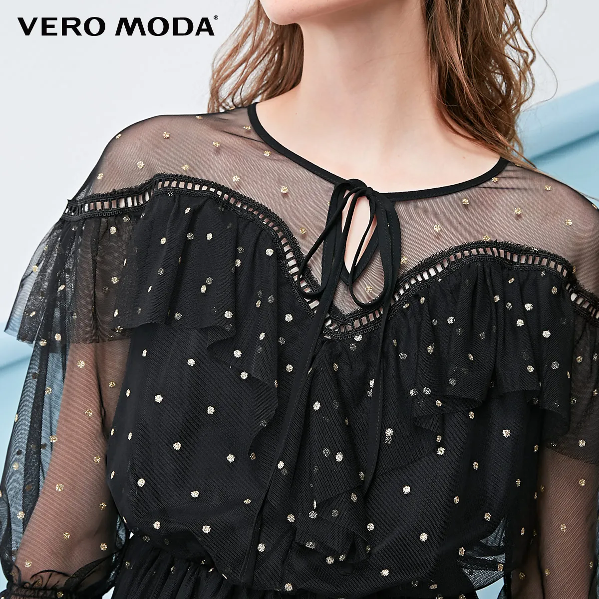 Vero Moda новые женские прозрачные Gauzy на шнуровке 3/4 рукава грудь высокая талия платье | 31847C503