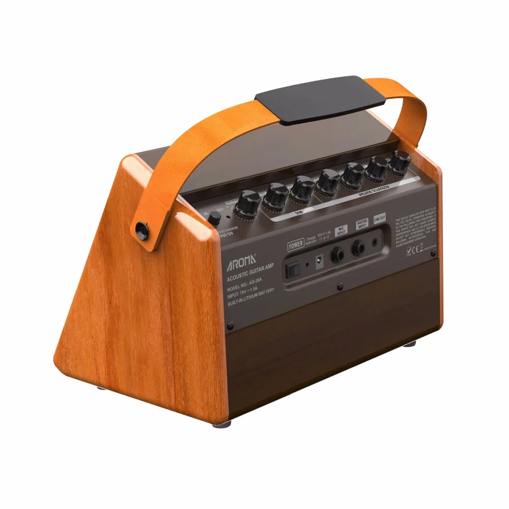  AROMA AG-26A Acoustic Guitar Amplifier 26W Portable Amp with Microphone Interface Built-in Recharge