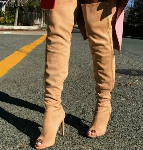 Top quality woman boots over-the-knee boots  sexy peep toe comfortable and elegant  spring and autumn is suitable stiletto heel