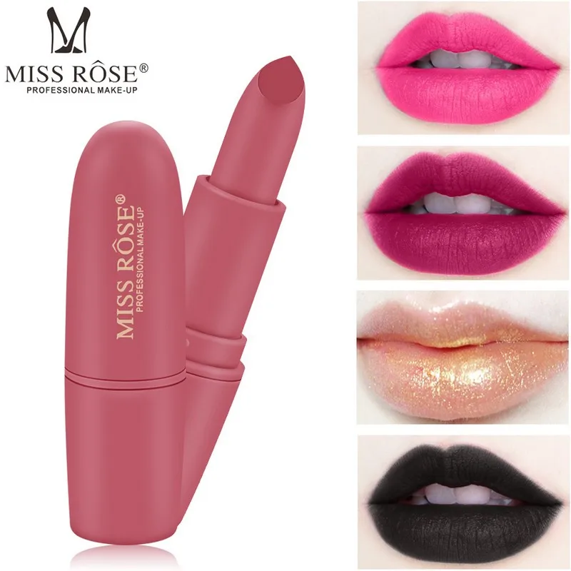 MISS ROSE Golden Rose Matte Lipstick Dark Black Pink Velvet Cheap Waterproof Long Lasting Lipsticks Lip Makeup Women Cosmetics MISS ROSE Golden Rose Matte Lipstick Dark Black Pink Velvet Cheap Waterproof Long Lasting Lipsticks Lip Makeup Women Cosmetics