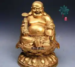 Тибет Буддизм Чистая Медь 24 К Золото Gild Жуи Счастливый Майтрейя Бодхисаттва Статуя