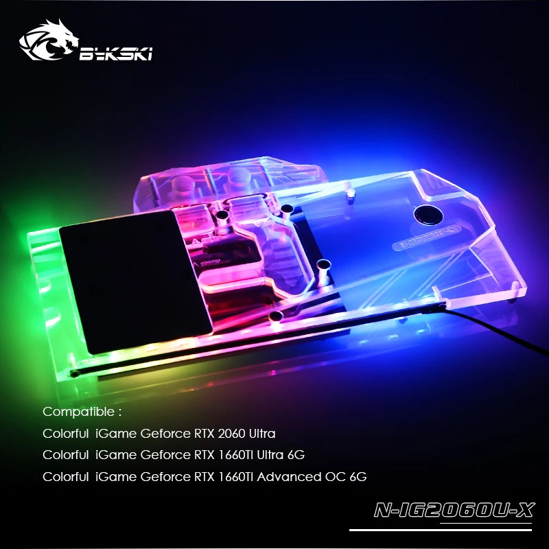 

Bykski GPU Cooler fit Colorful IGAME RTX2060 /1660ti Ultra /Advanced 6G ,Full Cover VGA Water Cooling Block N-IG2060U-X