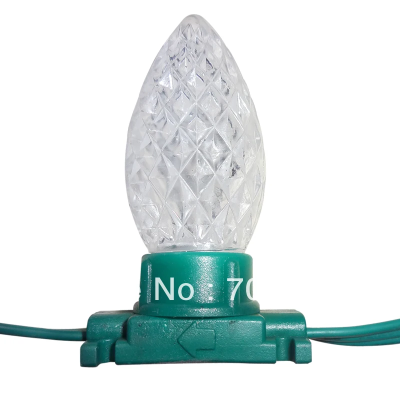 

50nodes DC12V WS2811 LED technicolor pixel with C9 cover;waterproof, RGB full color;in GREEN color case and wire