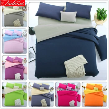 

Solid Pure Color Cotton Bed Flat Sheet Duvet Cover Pillowcase 4 pcs Set Europe American New Fashion Style Bedclothes Child Kids