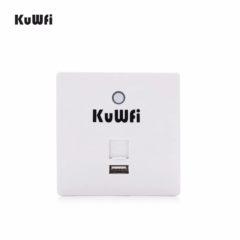 

KuWFi 300Mbps In Wall AP Router Access Point Indoor Wall Embedded Wireless WiFi Router Repeater Extender With USB Port