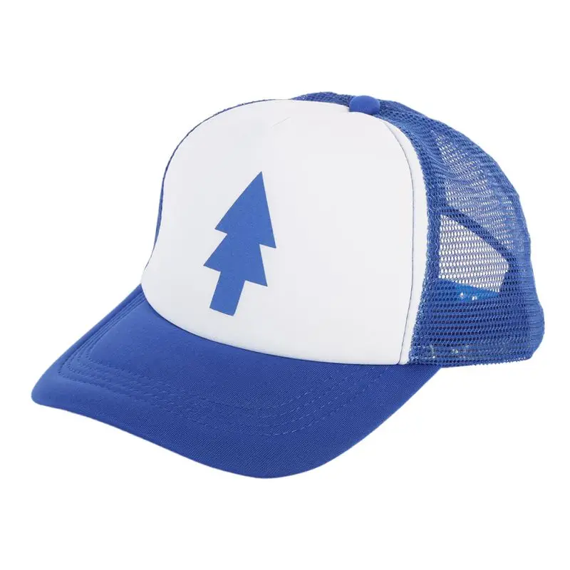 

ROPALIA Unisex Women Men Cap Curved BLUE PINE TREE Dipper Gravity Falls Cartoon Mesh Hat Cap Trucker Baseball hat