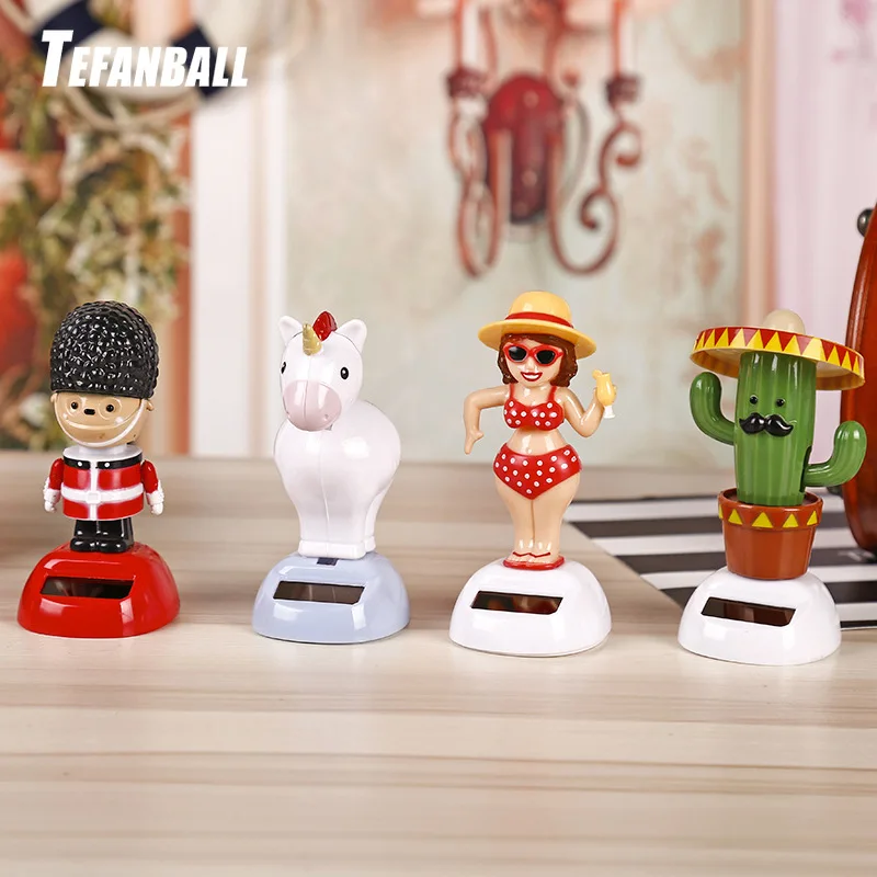 

Car Ornament Solar Powered Dancing Shaking Head Cartoon Unicorn Doll Automobile Auto Dashboard Decoration Cute Car Accessories