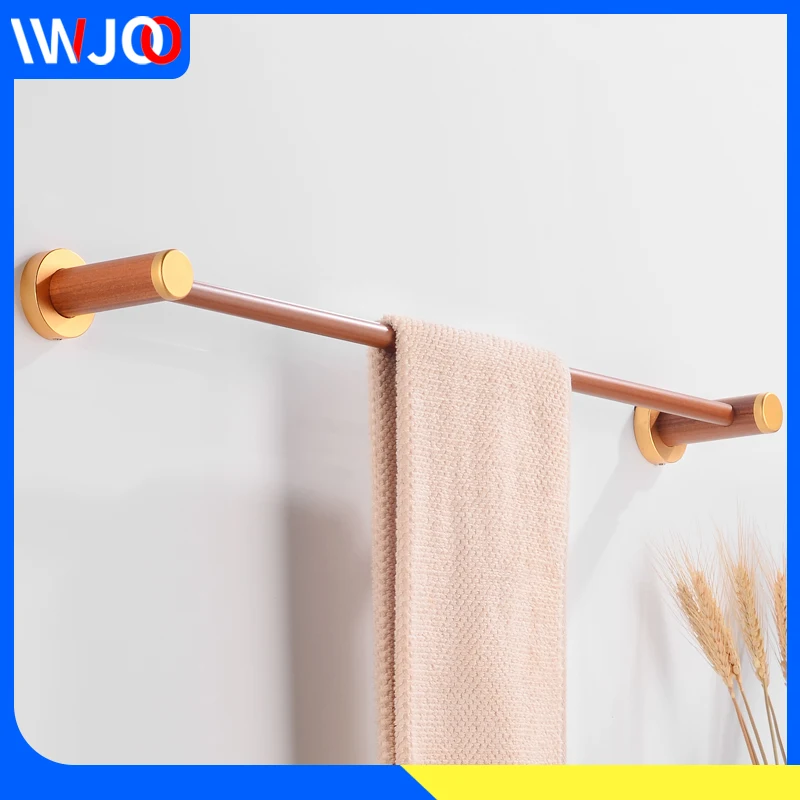 

Towel Bar Aluminum Wood Toilet Towel Rack Hanging Holder Wall Mounted Bathroom Towel Holder Bathroom Accessories Storage Hanger