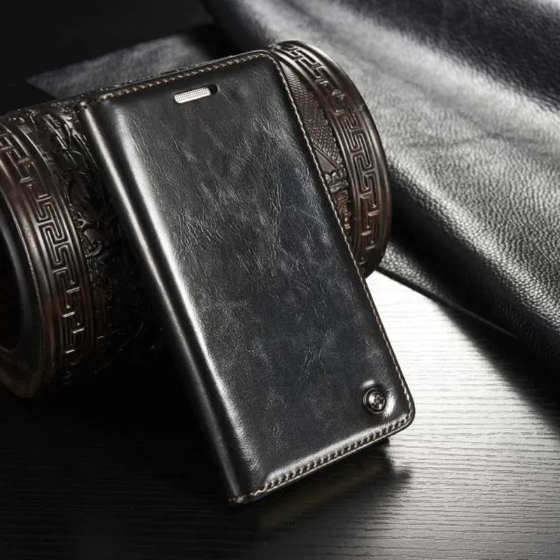 

Original Brand Genuine Leather Magnetic Auto Wallet Stand Phone Case For Samsung Galaxy 2015 A3 A300/A5 A500/ A7 A700 JS0391
