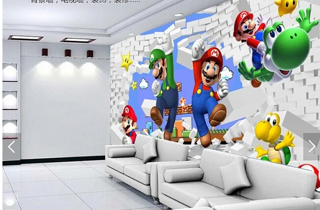 3d Super Mario Animation Wallpaper Free Shipping Wall Stickers Art