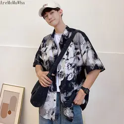 AreMoMuWha 2019 китайский стиль лето тонкий тренд Большой размер Толстый короткий рукав мужской студенческий цвет Мужская рубашка для студента
