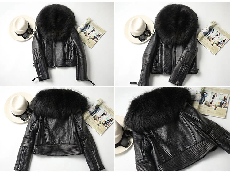 genuine sheepskin leather jacket with raccoon fur collar (19)