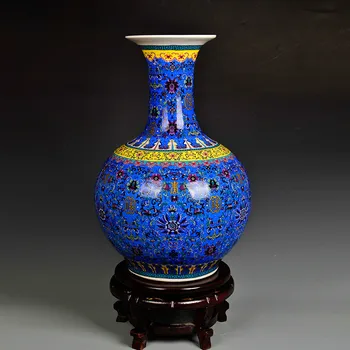 

Chinese Style Classic Antique Jingdezhen Enamel Porcelain Big Floor Vase Home Office Decor Ceramic Flower Vase For Birthday Gift