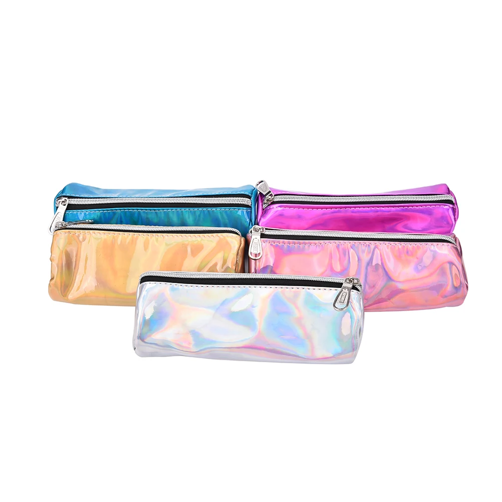 1PC New Portable PU Cosmetic Bags Small Solid  Candy Colors PU Cosmetic Pouch Shiny Stationery Gift Pencil Case