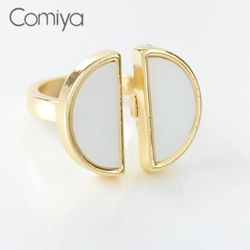 Comiya Party Rings For Women Geometric Pattern Artificial Stone Mosaic Open Figure Ring Feminino Donna Zinc Alloy Accessories | Украшения и