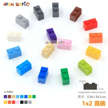 25pcs/lot DIY Blocks Building Bricks Thick 1X2 Educational Assemblage Construction Toys for Children Size Compatible With Brand 1