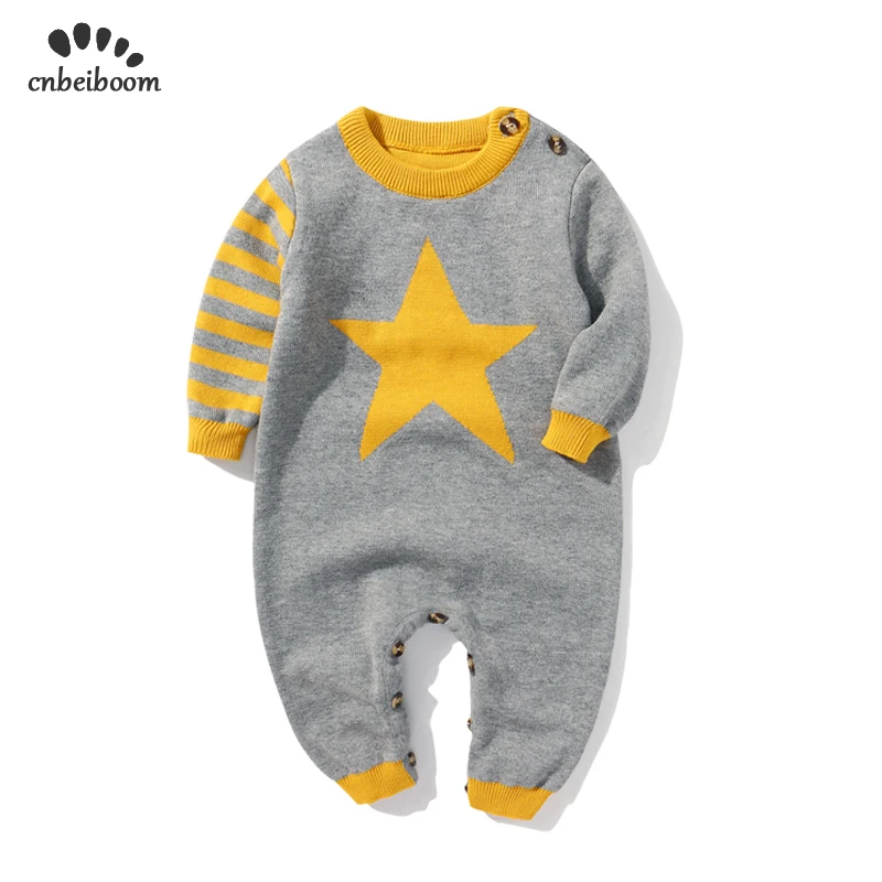 2020 spring winter baby knitted rompers stars Wool boys one-piece newborn toddler boy clothes 1 2 years out wear costume |
