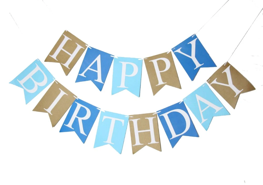 Bleu Joyeux Anniversaire Banniere Bebe Garcon D Anniversaire Decor Photo Prop Partie Signe Aliexpress
