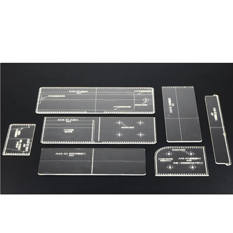 1 Set Unisex Wallet Template Leather Clear Acrylic Pattern Set Model for Making Short Wallet Zipper Purse Leathercraft Tools