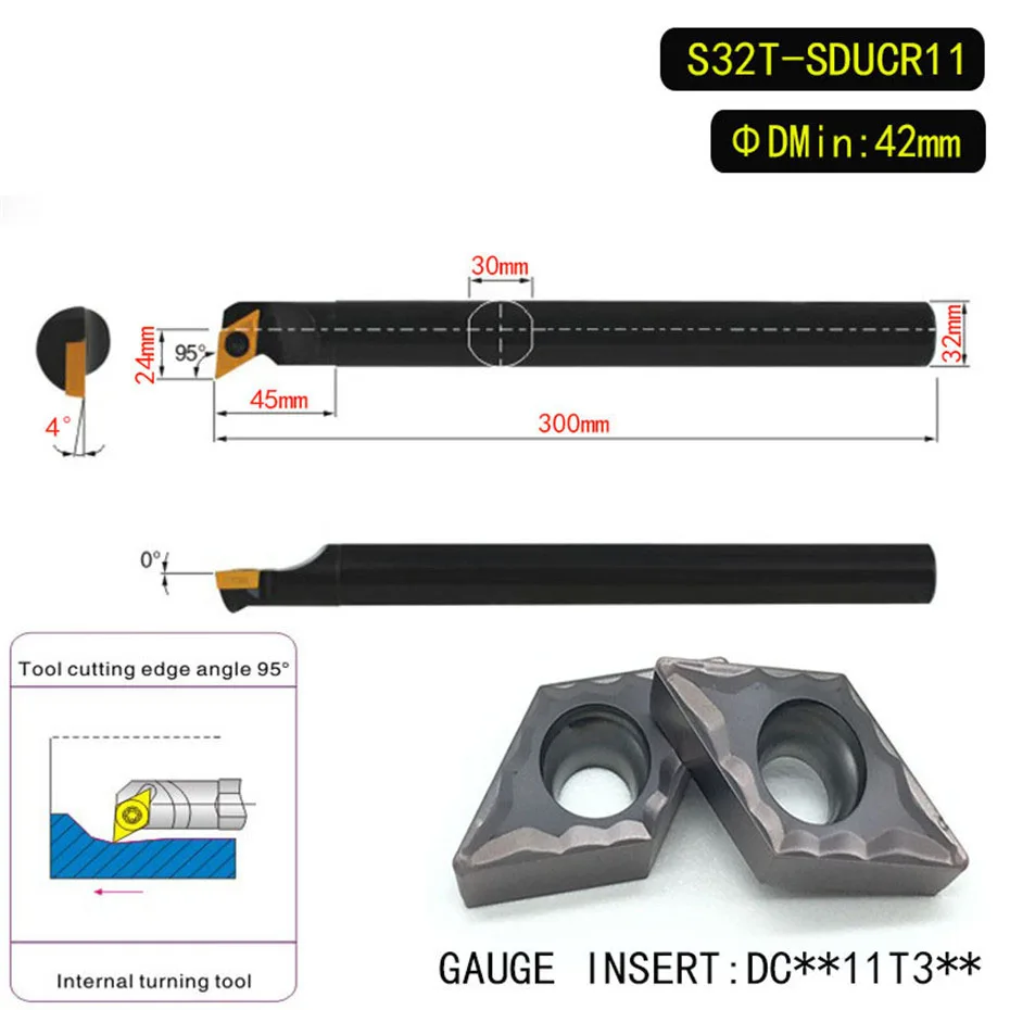 1 шт. S32T-SDUCR11 95 градусов резец для внутренней обточки держатель для DCMT11T304 DCMT11T308 вставка внутренняя борштанга токарный станок с ЧПУ