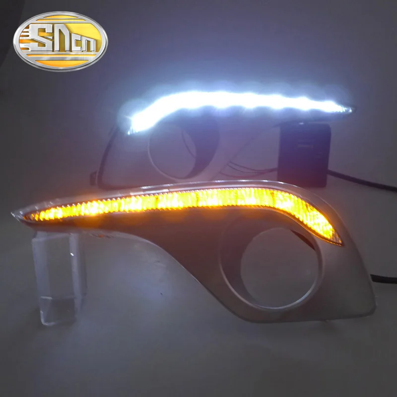 SNCN с желтый поворотный функция матового серебра 12V DRL автомобиля светодиодными фарами дневного света дневной свет для Тойота Хайлендер 2012 - 2014 SNCN с желтый поворотный функция матового серебра 12V DRL автомобиля светодиодными фарами дневного света дневной свет для Тойота Хайлендер 2012 - 2014