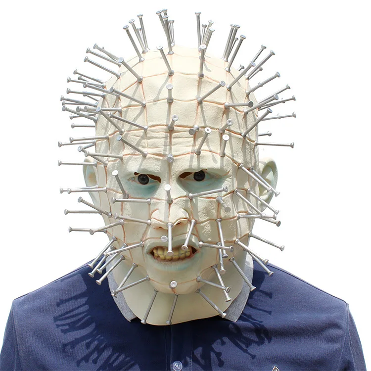 

Full Of Nails Scary Mask Man White Latex Masks Halloween Realistic Props Mascaras Halloween Horror Masque Terror Party Masker