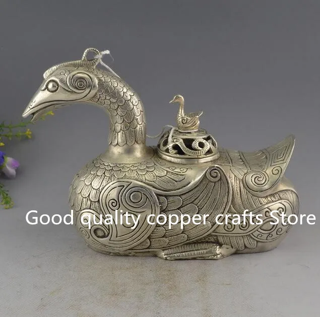 

Collect archaize white copper swan Incense burner crafts statue