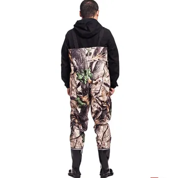 Hot Men Women Outdoor Rompers Waterproof 3-layer Nylon PU Wading Pants Fishing Anti-wear Wader Boots Farming Overalls Trousers
