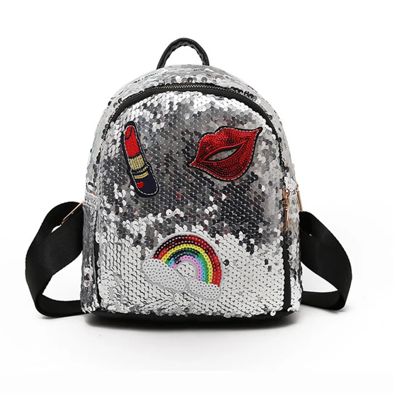 

school bag for girls Small hologram bag Sequins Laser with sparkles lips Lipstick children's backpacks for girls mochila escolar