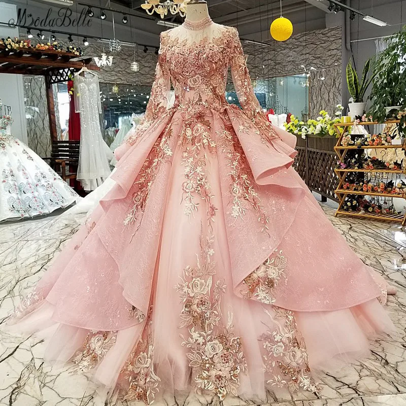 

modabelle High Neck Pink Evening Dress Vestido Largo 2019 Saudi Arabia Evening Dress Arabic Vestidos De Gala Largos De Noche