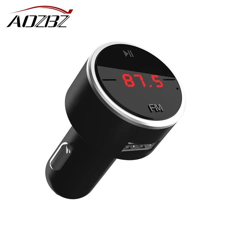 

AOZBZ Bluetooth Car Kit Music Player Rotatable FM Transmitter Modulator 3.1A Dual USB Car Charger Support U Disk Play & Voltmete