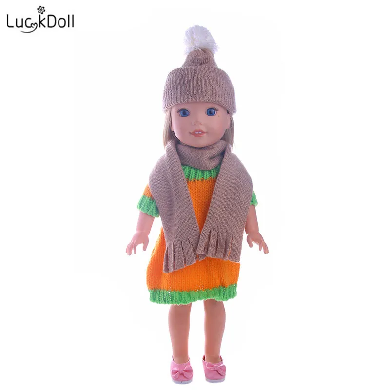 Lucky Doll вязаный шарф+ шапка подходит для 14,5 дюймов кукла Американский Вайли благословение кукла аксессуары