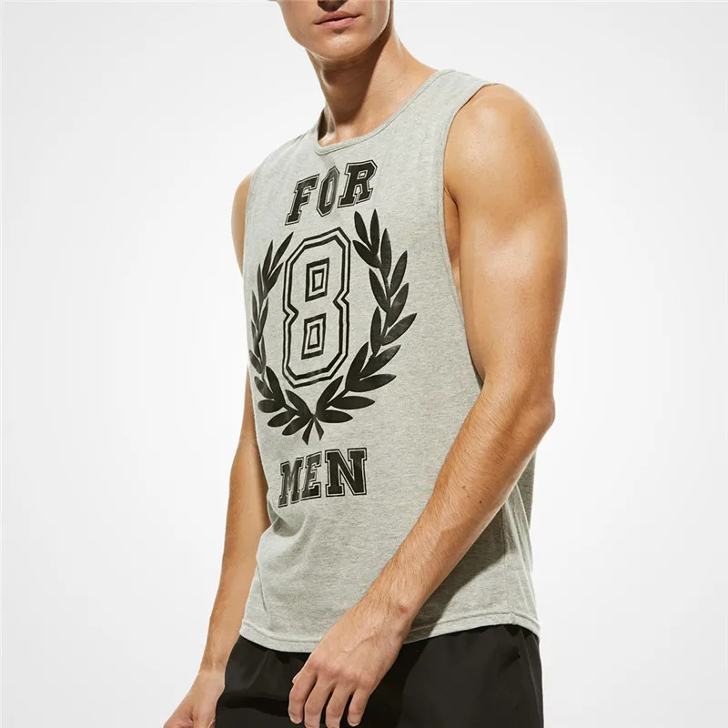 Серый WINWIN clothing Fitness tank top men Cotton Sleeveless shirt bodybuilding vest Fitness new brand tracksuits muscle clothes#A - Цвет: Серый