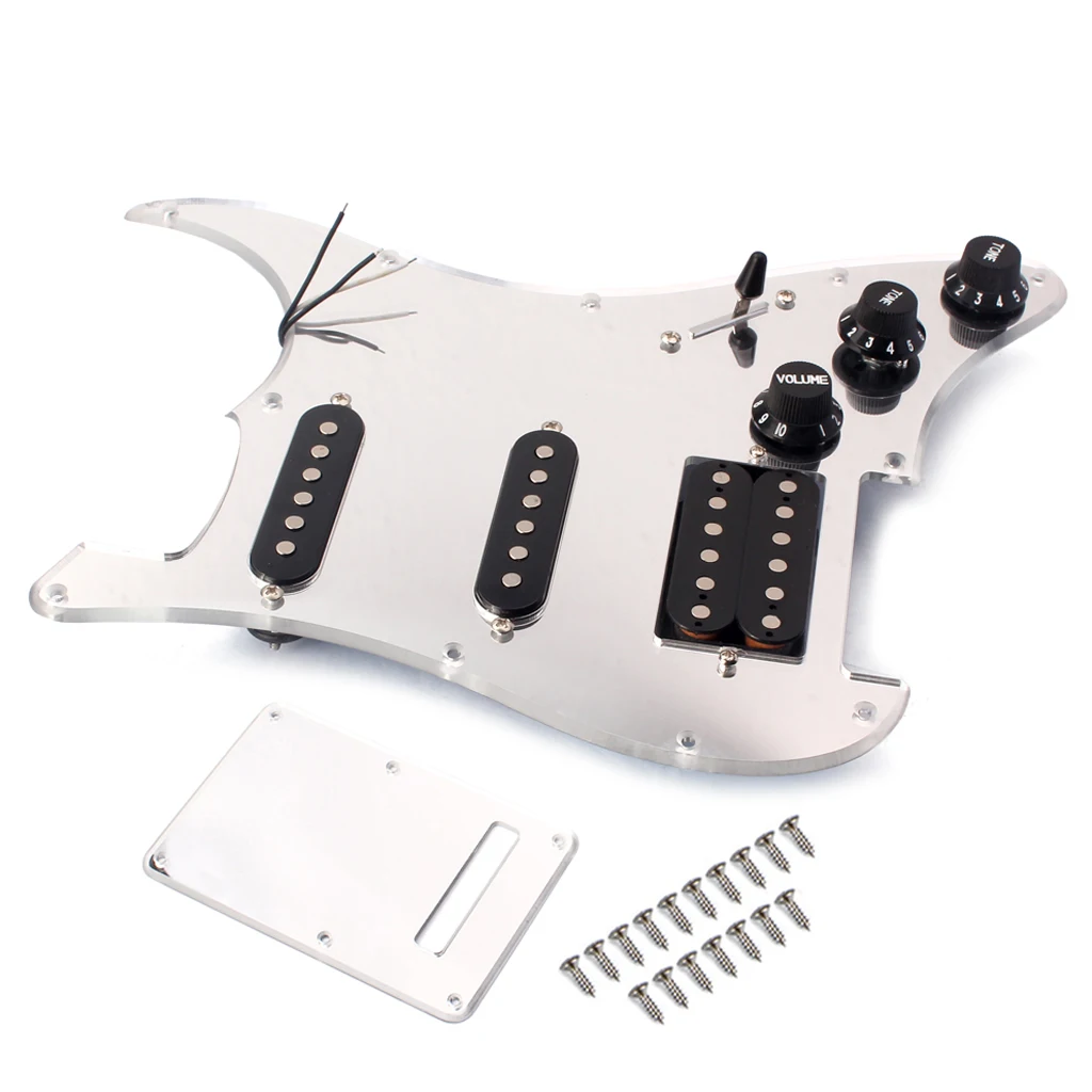 Electric Guitar Mirror Pickguard SSH Loaded Pickups Scratch Plate with Back Cover for Acoustic Guitar Accessories