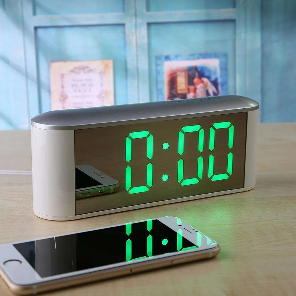 

Table Desk Digital clock LED temperature display snooze New home LED electronic clock Mirror clocks with Thermometer