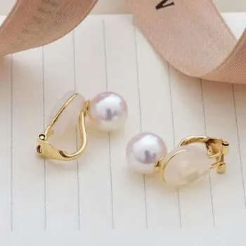 shilovem 18k yellow gold Natural  freshwater pearls stud Earrings fine Jewelry new round women trendy wedding  gift yz8.5-009zz 6