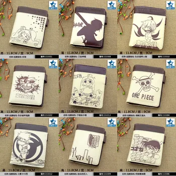

Pale-yellow Anime Tokyo Ghoul/Naruto/Totoro/Conan/Hatsune Miku/Attack On Titan/One Piece/Gintama etc PU Wallet Purse With Button