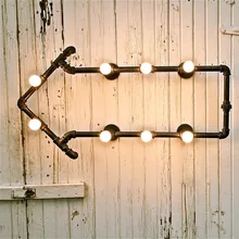 American Water Light Creative Arts Cafe Bar loft retro industrial pipes arrow bookshelf wall lamp wall sconce