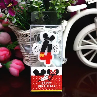 HOT Birthday Number 0-9 Candles Cartoon Mickey Minnie Mouse Happy Birthday Candle Cake Cupcake Topper Party Decoration Supplies - Color: Mickey 4